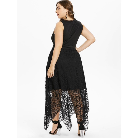 Plus Size Goth Punk Lace-Up Corset Dress w/ Lace - Picture 5 of 6